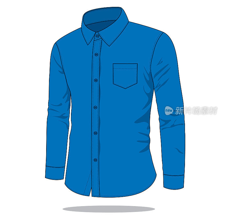 Blue Long Sleeve Uniform Shirt Vector for Template